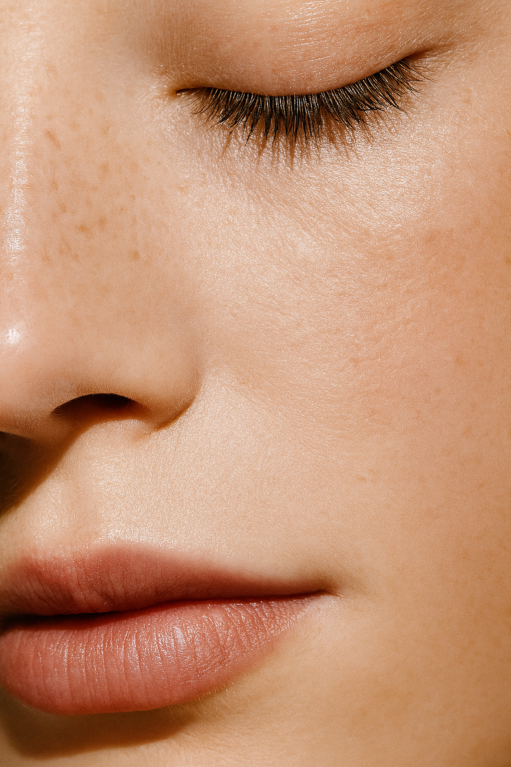 Vrouw brengt minerale zonnebrand stick SPF50 aan op wang - makkelijke applicatie