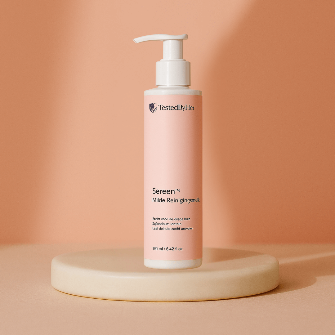 Milde reinigingsmelk Sereen 200ml - zachte beige pump fles
